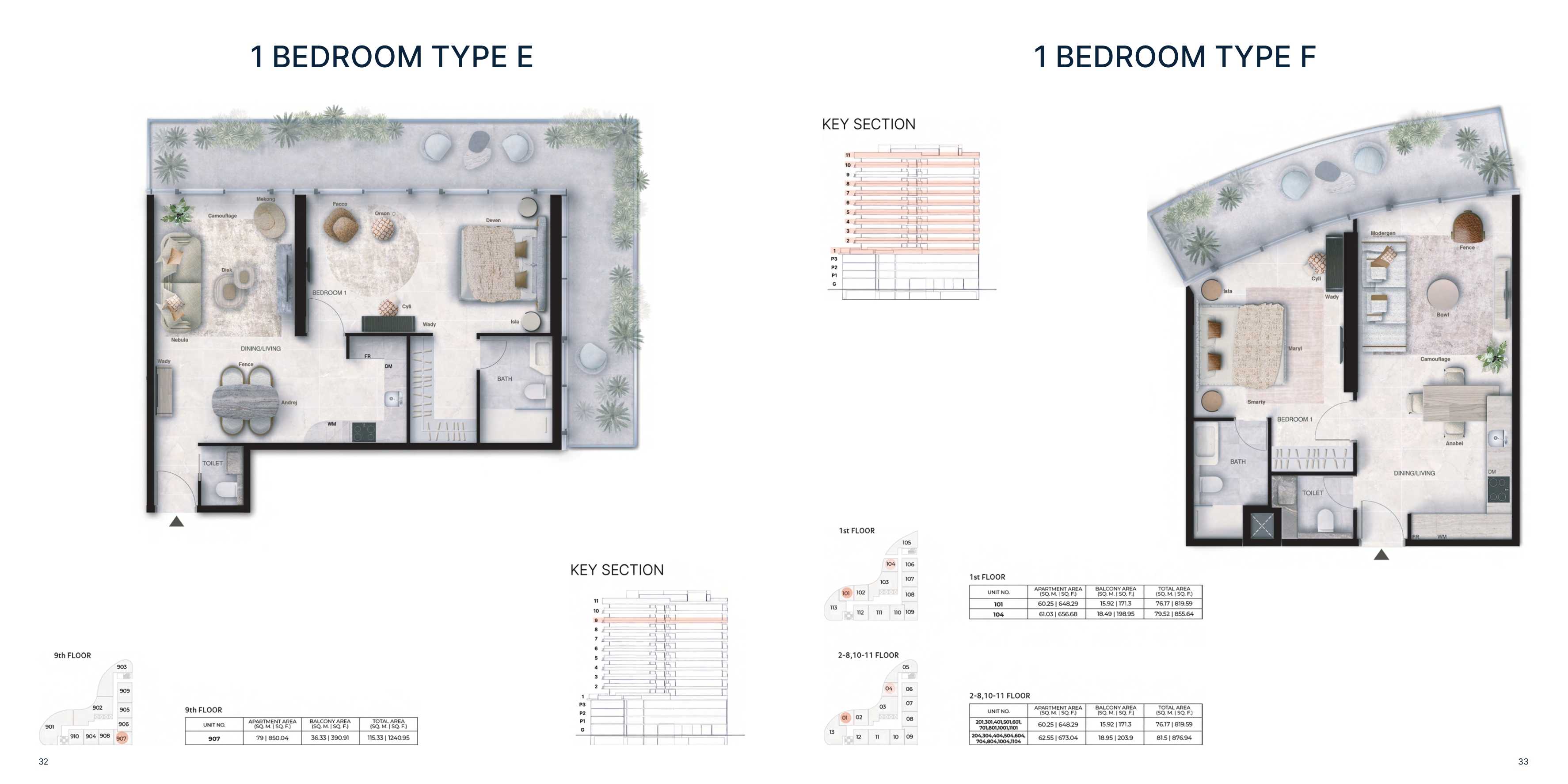 1BHK Type F | Unit 204,304,404,504,604,704,804,1004,1104